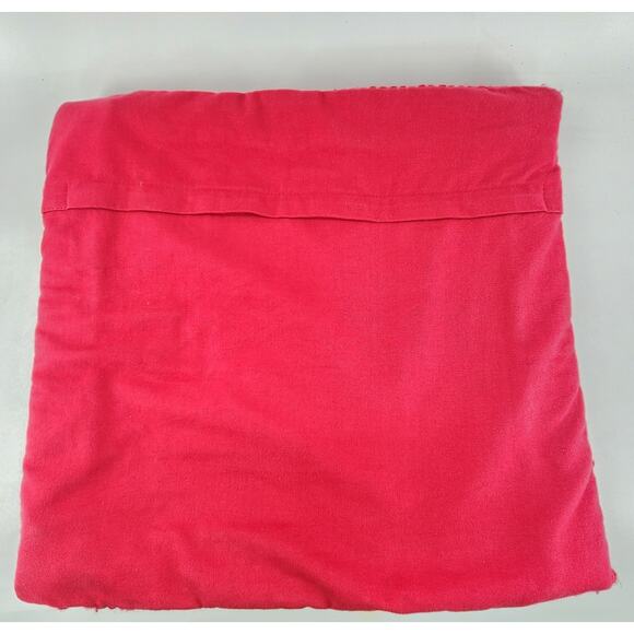 Crate & Barrel 2 Pc Set Crochet Throw Pillow Cover 18x18in Red Chunky Wool Boho - Picture 3 of 5